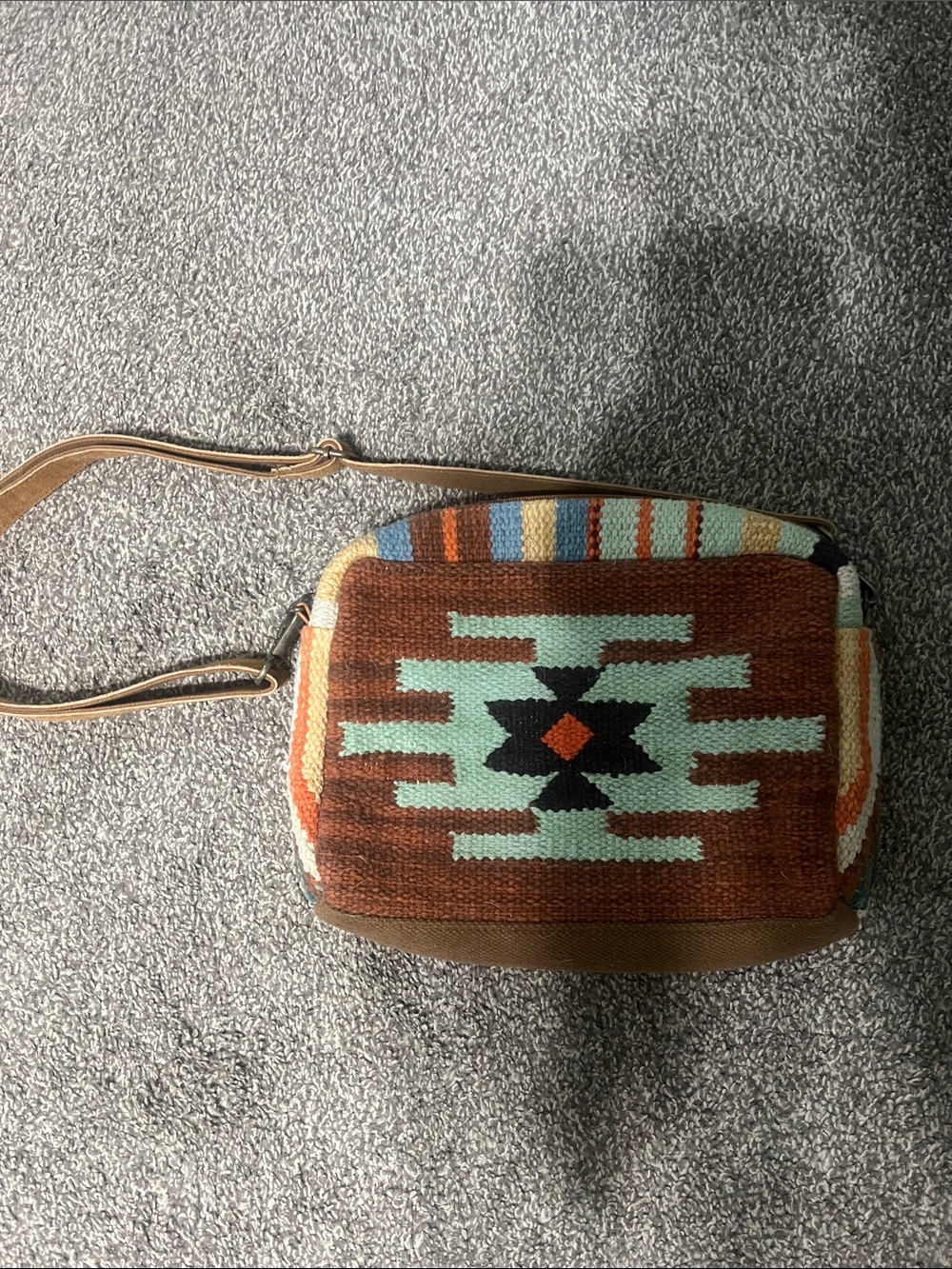 Scully Brown and Mint Southwestern Crossbody Bag